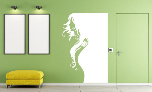 Autocollant mural en vinyle, contour beauté, tissage de cheveux de fille Sexy (n004)