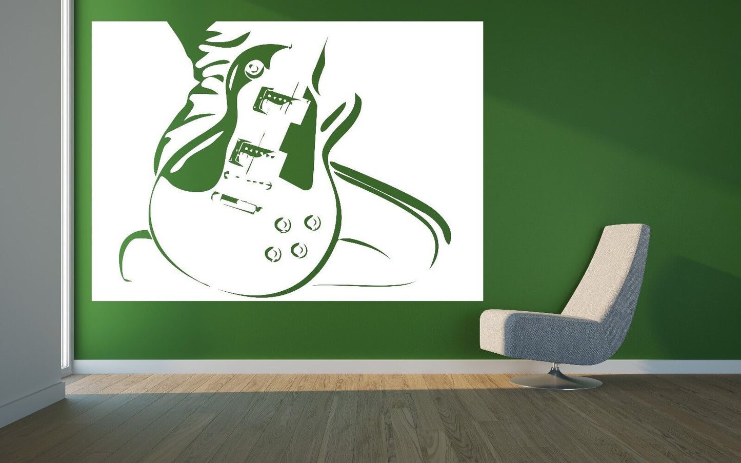 Autocollant mural en vinyle Rock Star guitare acoustique Rock n Roll Note de musique (z647)