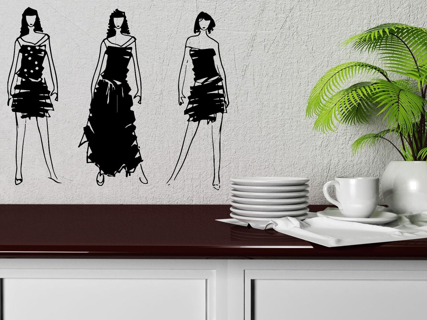 Wall Vinyl Sticker Decal Fashion Models Sketch Clothes Designer Paris (m247)