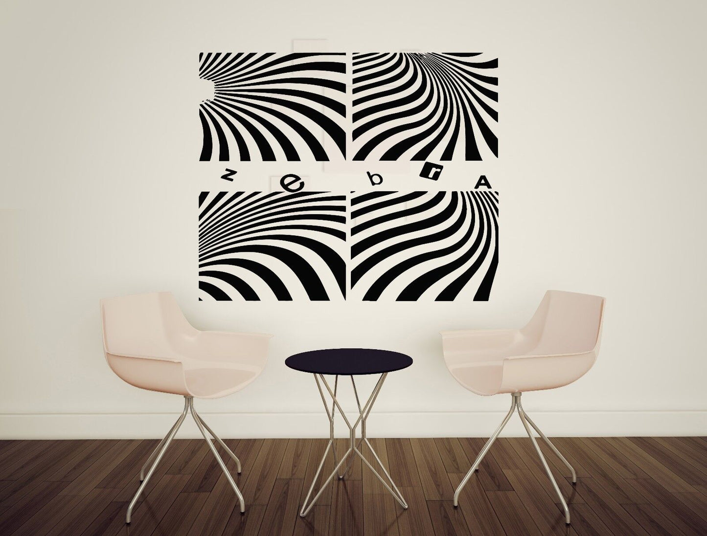 Wandaufkleber, Vinyl, schöner Zebra-Illusion-Barcode-Streifen-Fächer (n031)