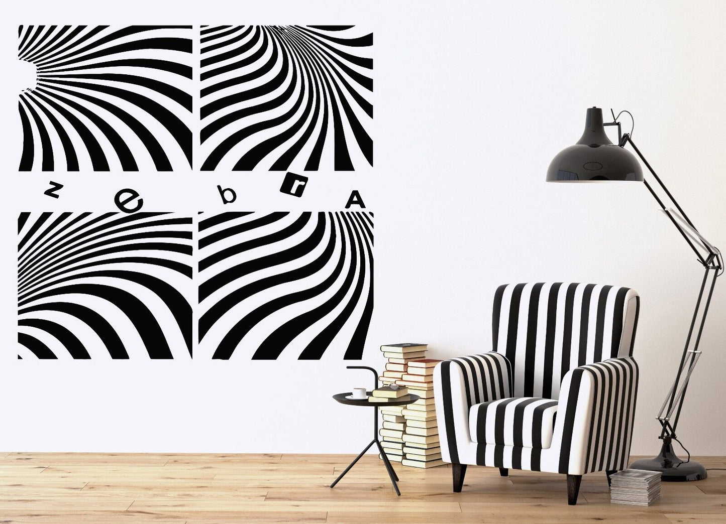 Wall Stickers Vinyl Decal Beautiful Zebra Illusion Barcode Strip Fan (n031)