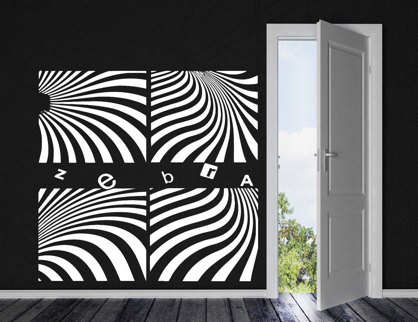 Wall Stickers Vinyl Decal Beautiful Zebra Illusion Barcode Strip Fan (n031)