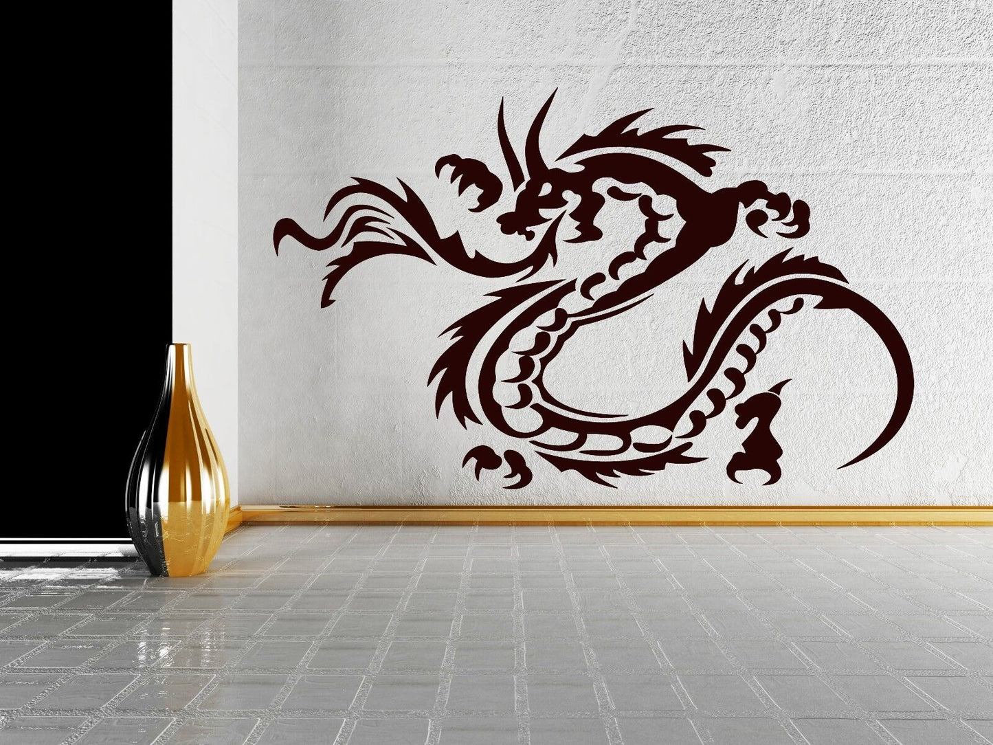 Décor autocollant mural vinyle décalcomanie flamme Dragon griffes corne queue corps Gyrus (n033)