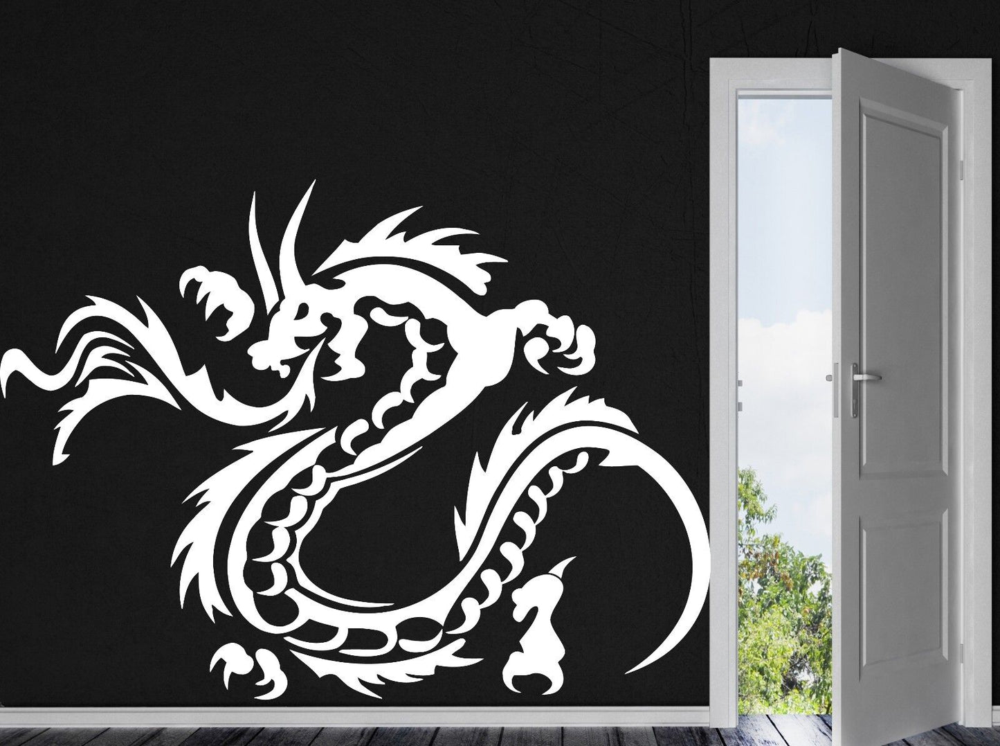 Decor Wall Sticker Vinyl Decal Flame Dragon Claws Horn Tail  Body Gyrus (n033)