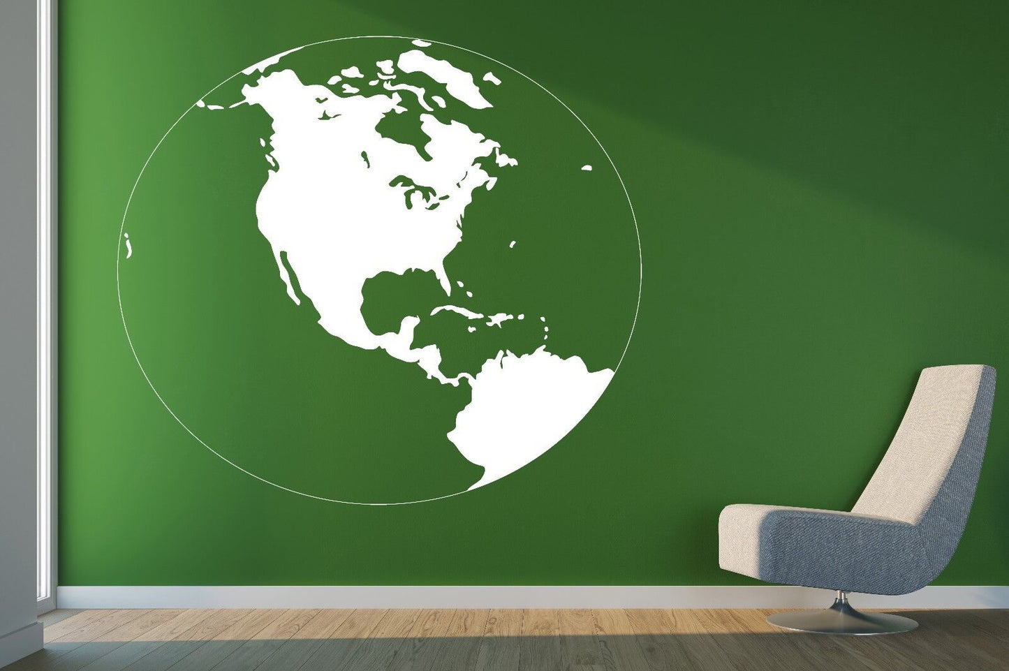 Wall Vinyl Sticker Earth Globe Map Continent America Ocean Islands Decor (n037)