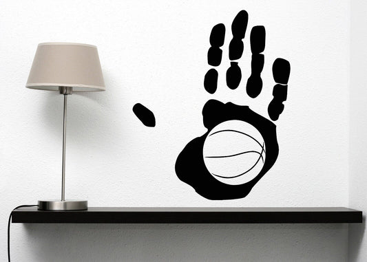 Autocollant mural en vinyle, étiquette abstraite, palmier, joueur de basket-ball, balle de basket-ball (n042)