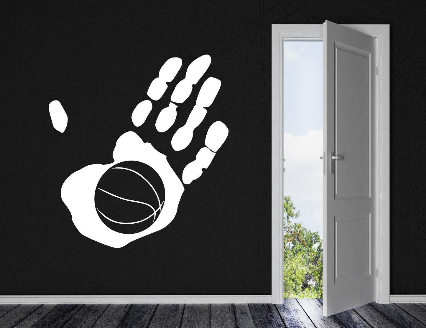 Wall Vinyl Sticker Decal Abstract Palm Basketball Player Ball Basketboll (n042)