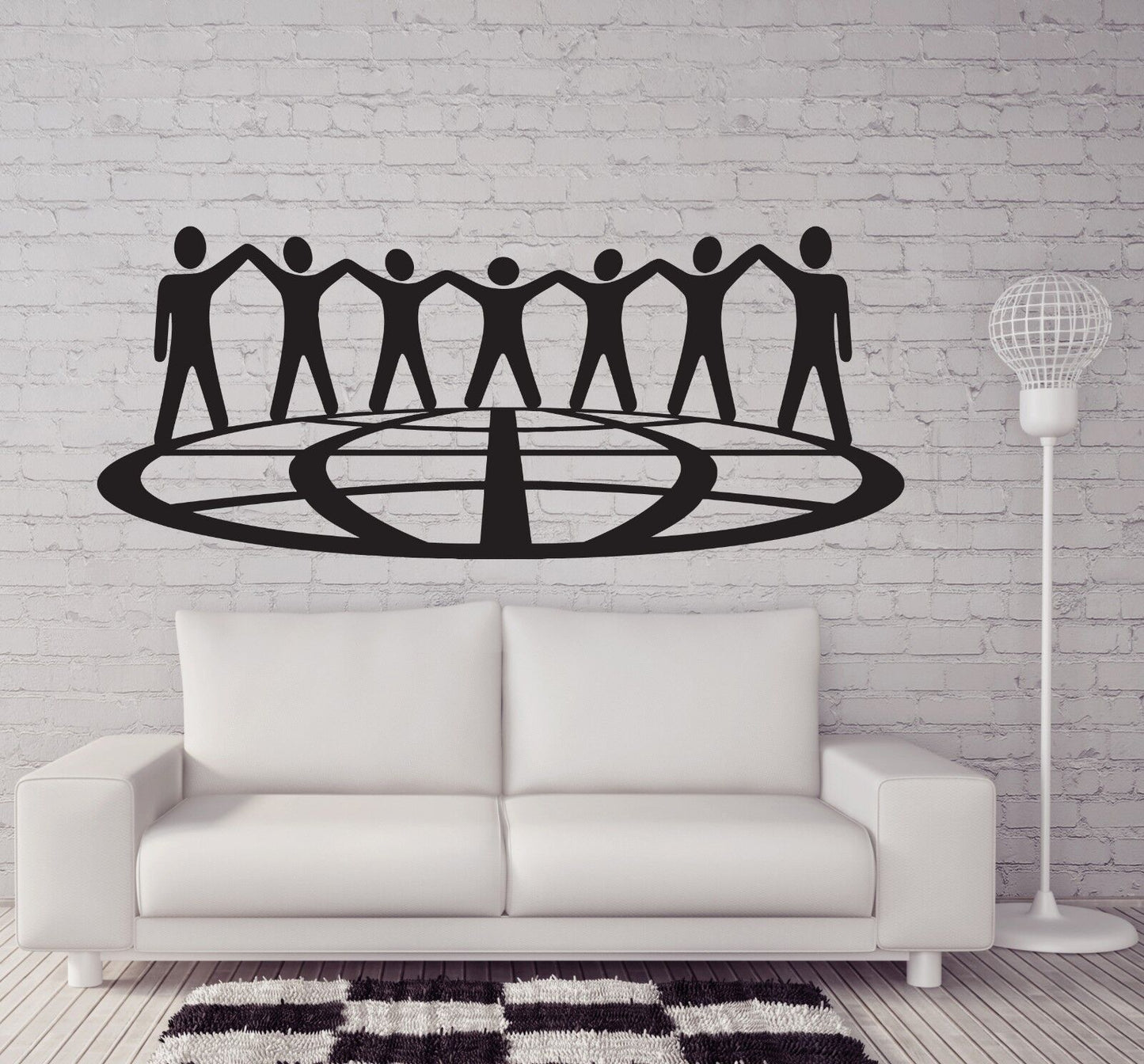 Wall Sticker Vinyl Decal Friendship Nations Peace Globe Holding Hands (n048)