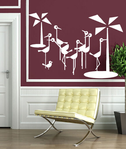 Wall Sticker Vinyl Decal Hummingbird Ostriches Flamingo Palm Tree  (n061)