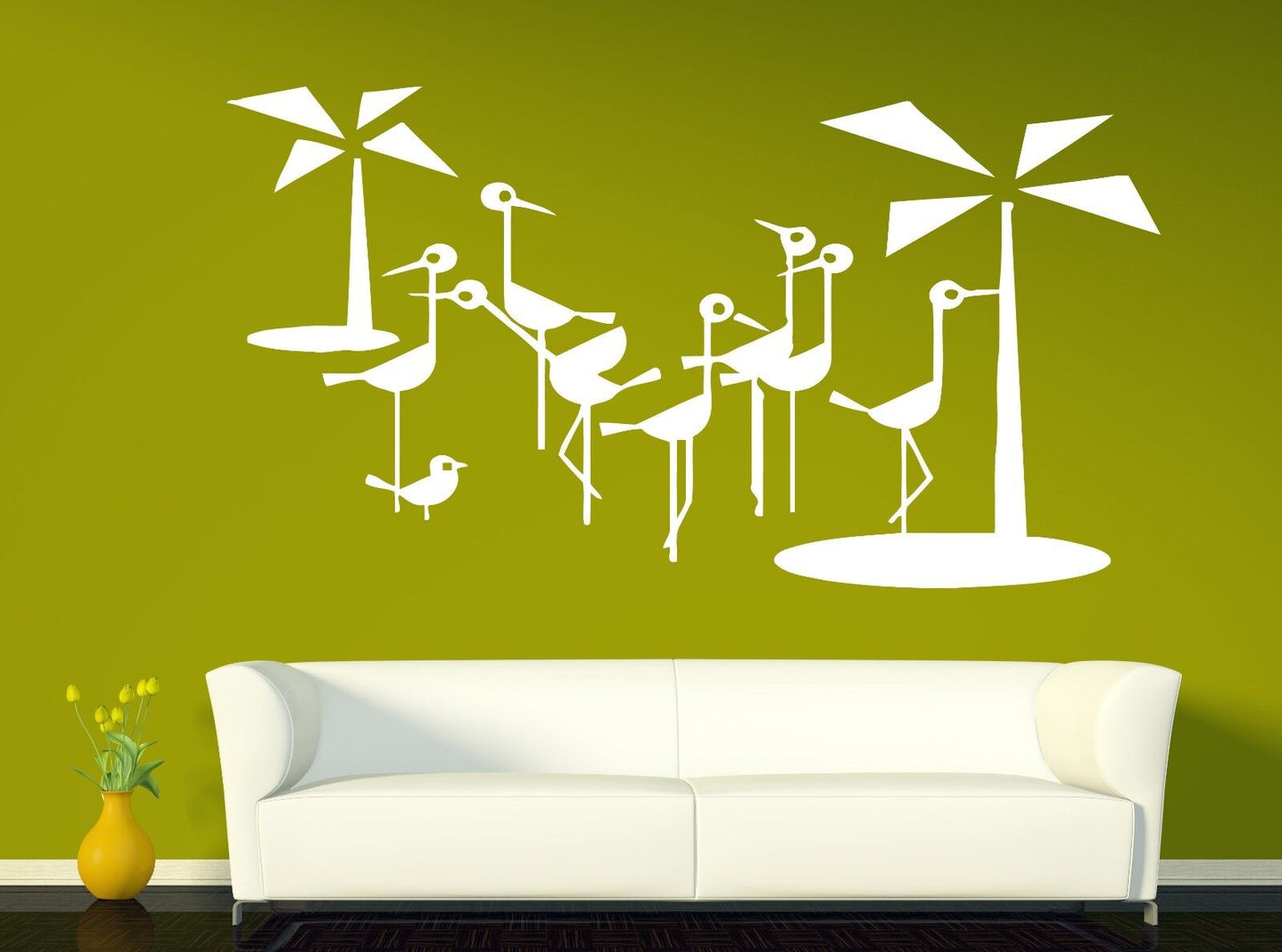 Wall Sticker Vinyl Decal Hummingbird Ostriches Flamingo Palm Tree  (n061)