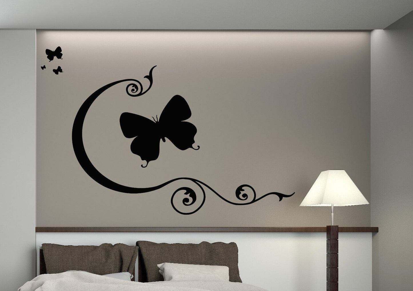 Autocollant mural en vinyle, beau papillon, lignes flexibles, motif tourbillon (n065)