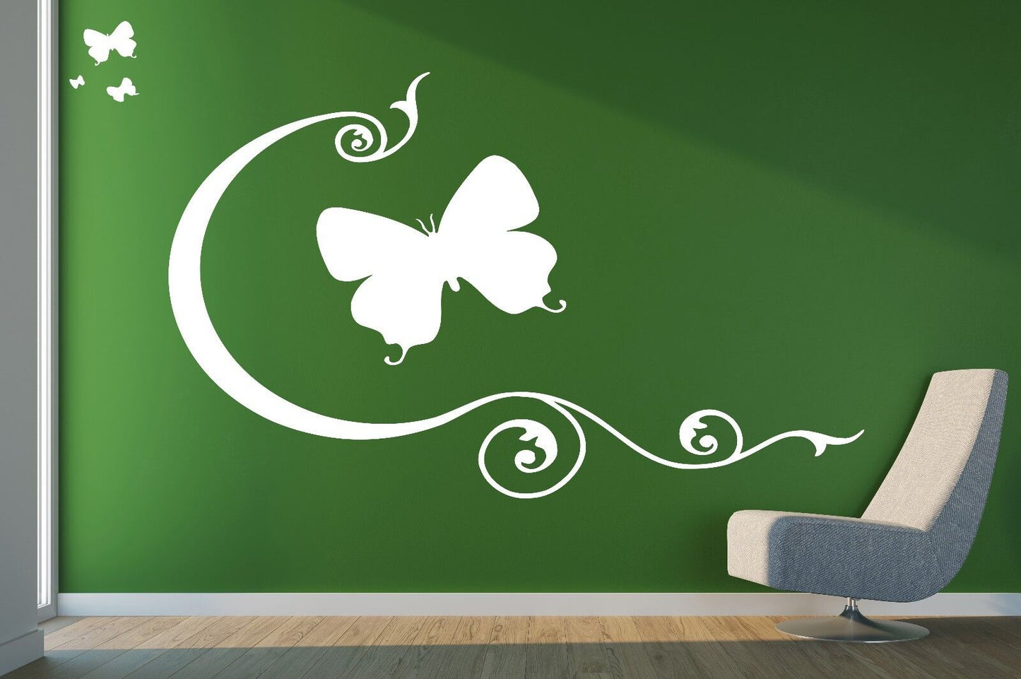 Wall Vinyl Sticker Decal Beautiful Butterfly Flexible Lines Pattern Swirl (n065)