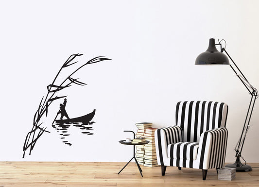 Wall Sticker Vinyl Decal Cane Water Boat Fisherman Stave (n066)