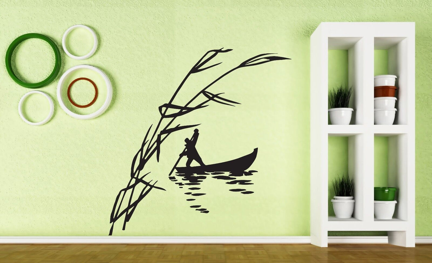 Wall Sticker Vinyl Decal Cane Water Boat Fisherman Stave (n066)