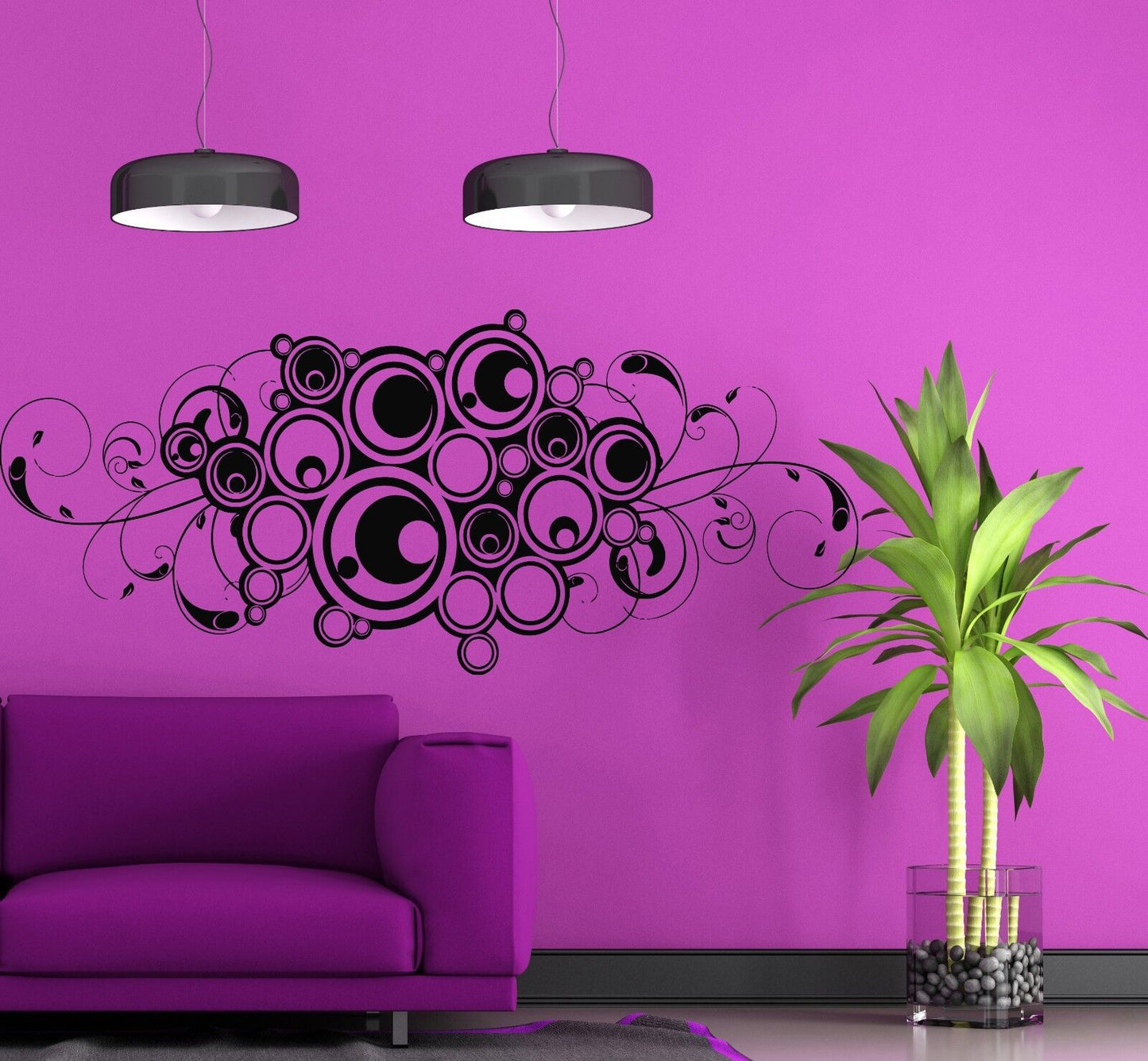 Wall Vinyl Sticker Decal Decoration Design Curls of Circles Ornament (n093)