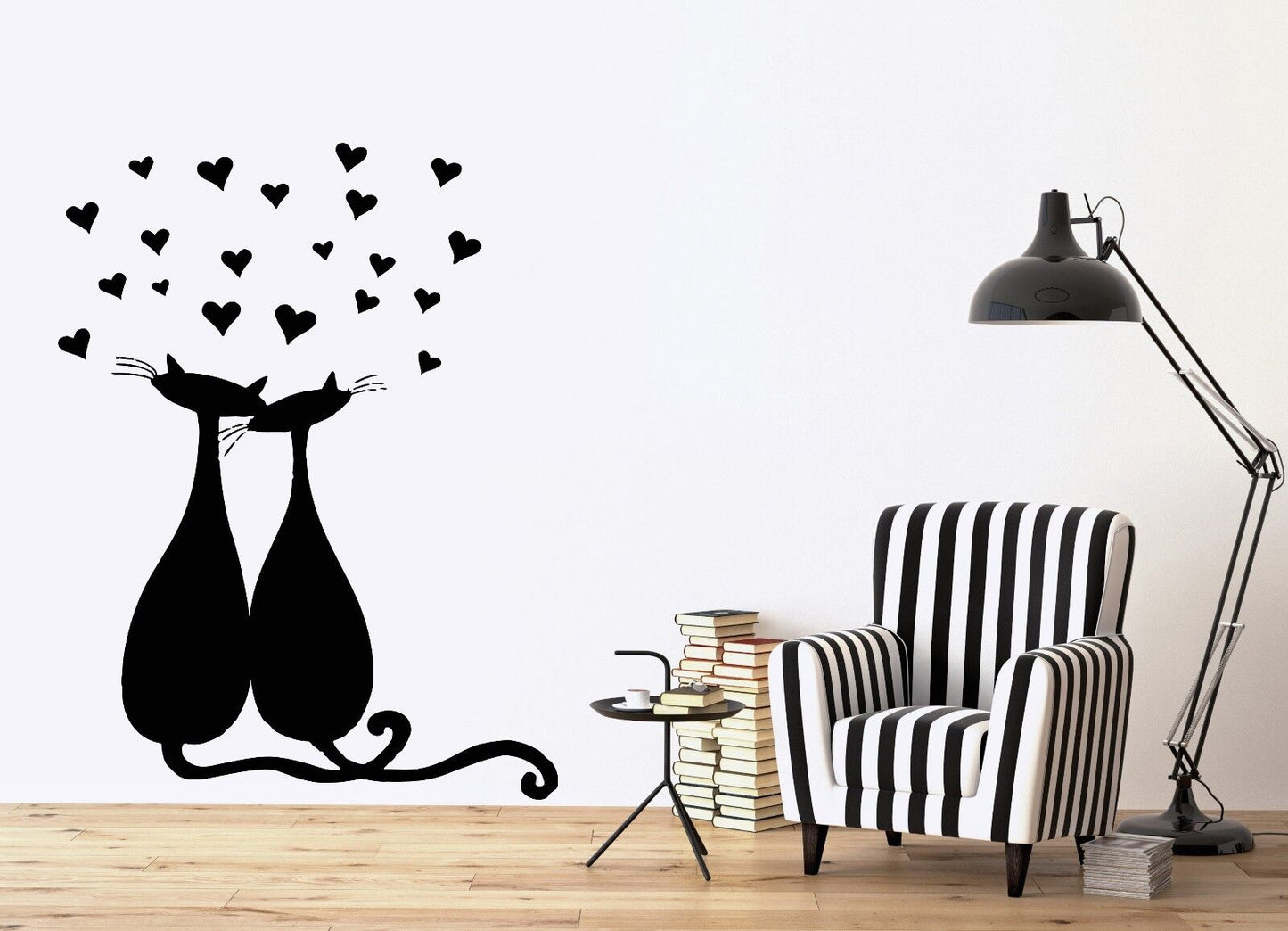 Wall Vinyl Sticker Decal Romantic Love Cats Heart Hugs Decor (n105)