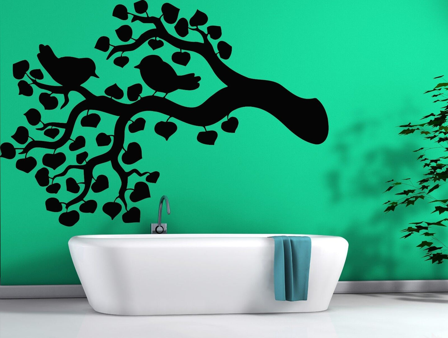 Wall Sticker Vinyl Decal Chirping Birds Branch Rustle Foliage Decor (n106)