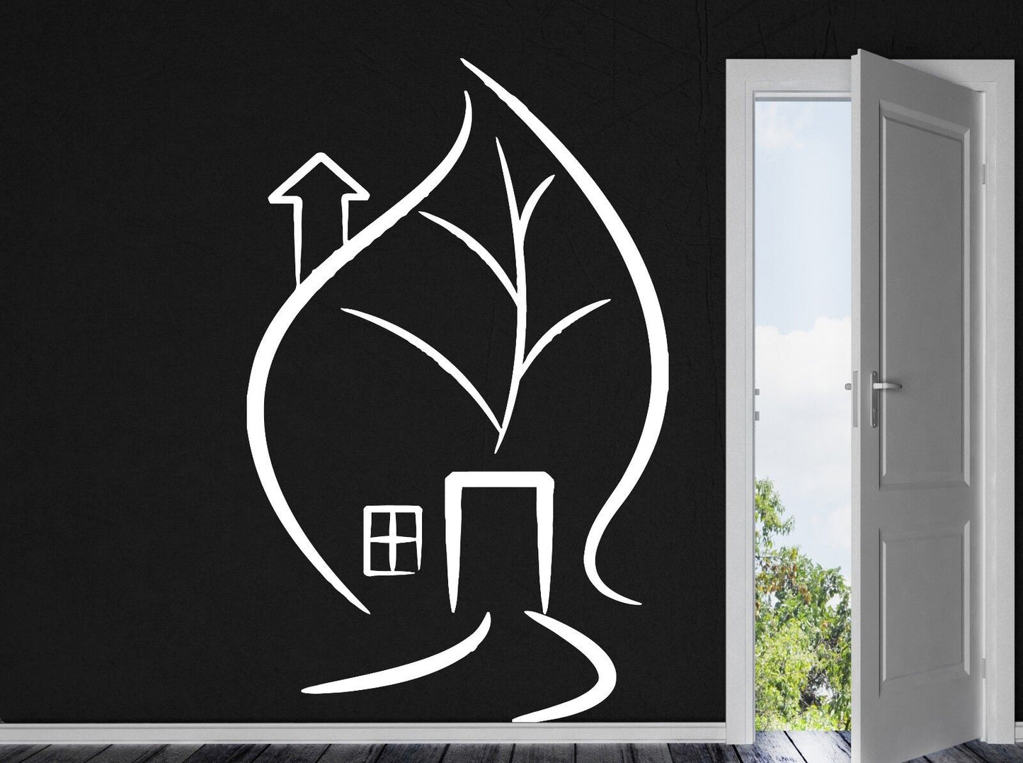 Wall Stickers Vinyl Decal House Leaf Natural Nature Path Door Chimney (n110)