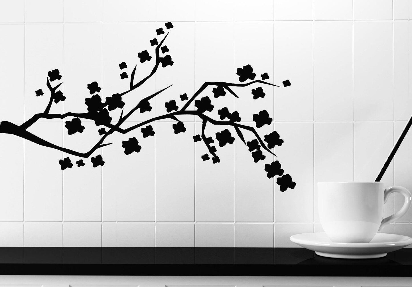 Wall Sticker Vinyl Decal Beautiful Branch of a Tree With Flowers (n122)