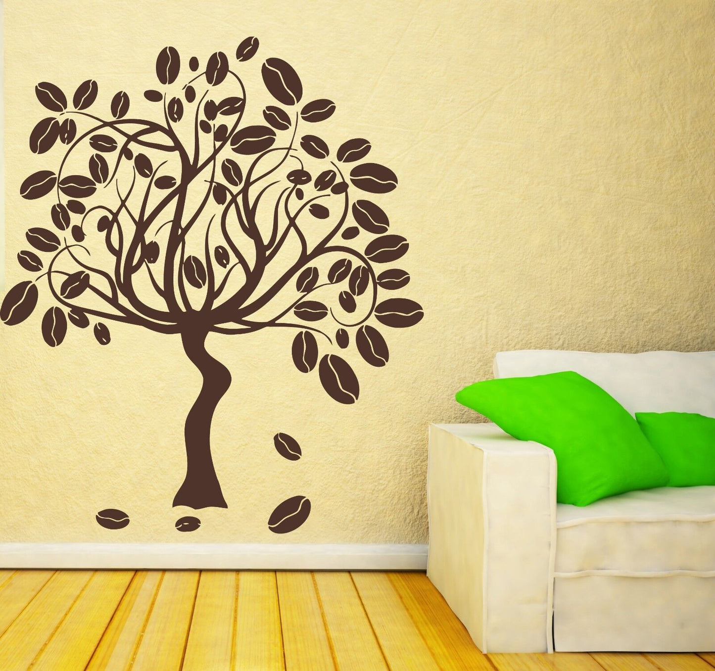 Wall Vinyl Sticker Decal Coffee Tree Beans on the Ground Cofffe Aroma (n124)