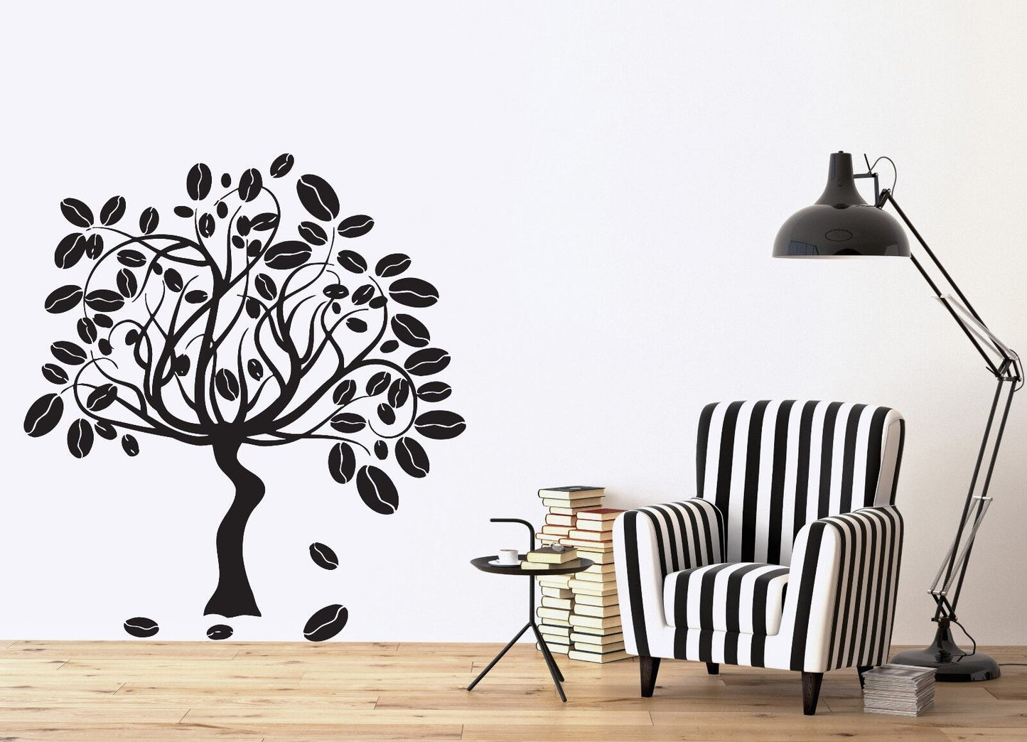 Wall Vinyl Sticker Decal Coffee Tree Beans on the Ground Cofffe Aroma (n124)