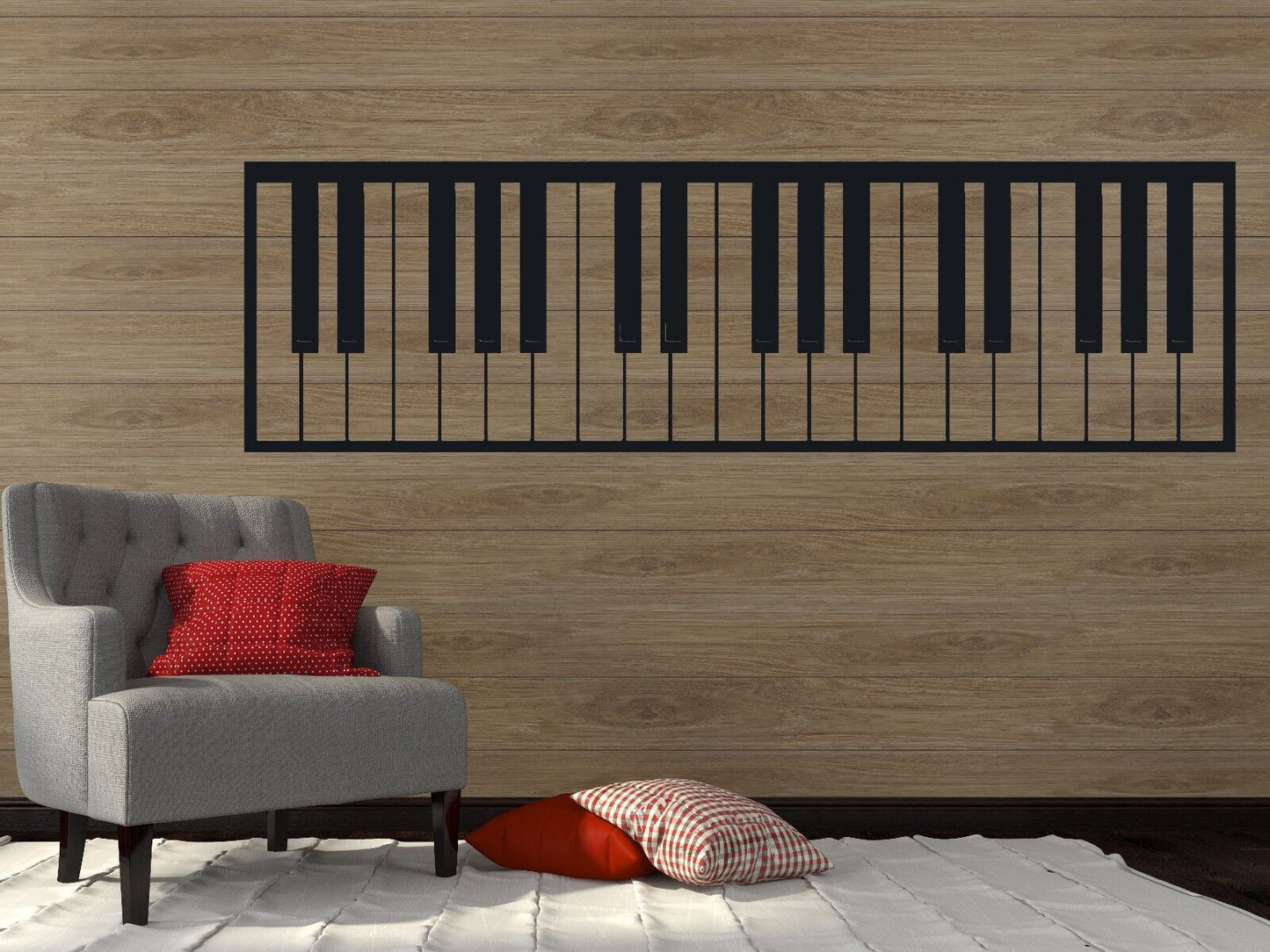 Wall Vinyl Sticker Decal Stylish Piano Keys Black White Music Notes (n109)