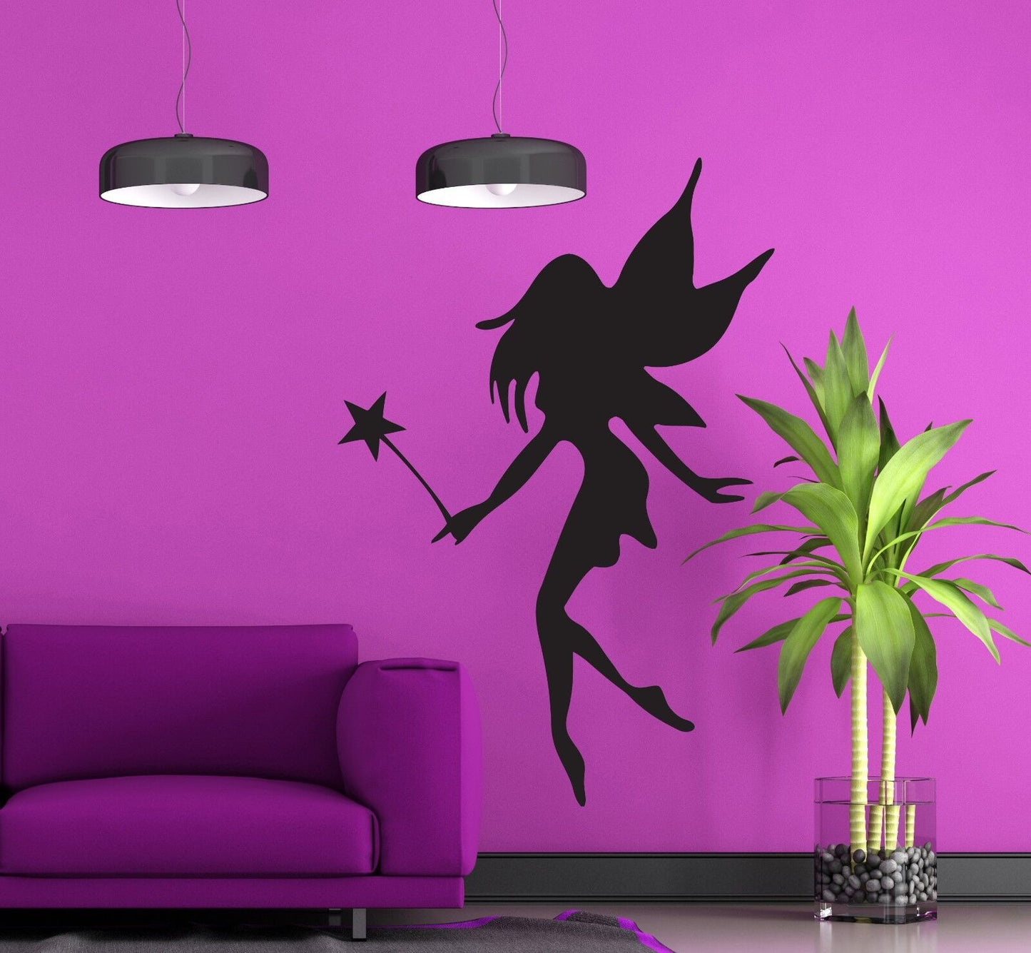 Wall Sticker Vinyl Decal Little Fairy With Wings and a Magic Wand (n127)