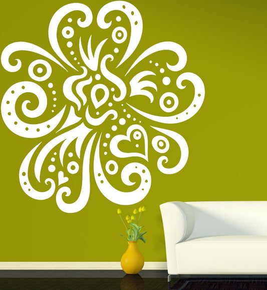 Wall Vinyl Sticker Big Exotic Flower Very Beautiful Decorative Image (n135)