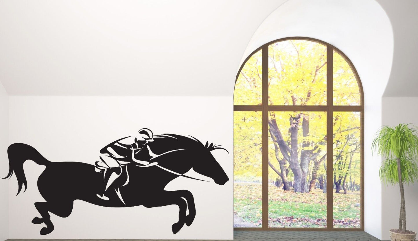 Wall Stickers Vinyl Decal Horse Jockey Racing Rider Speed Strength (n137)