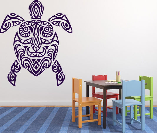 Wall Vinyl Sticker Decal Tortoise Shell African Motifs Painted with Mask (n142)