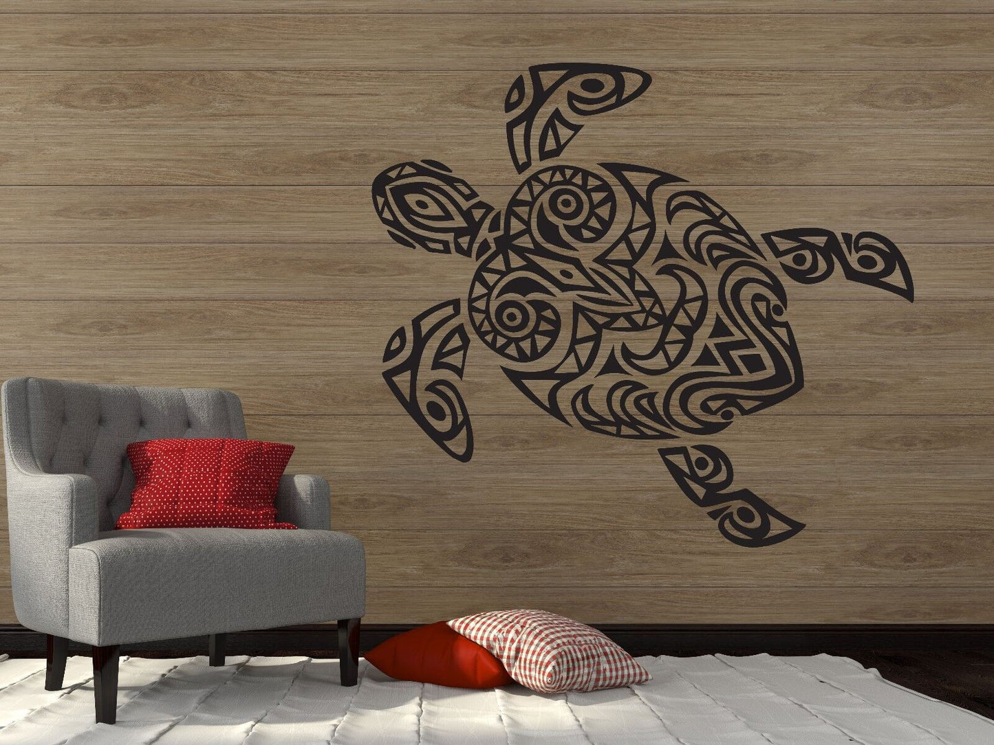 Wall Vinyl Sticker Decal Tortoise Shell African Motifs Painted with Mask (n142)