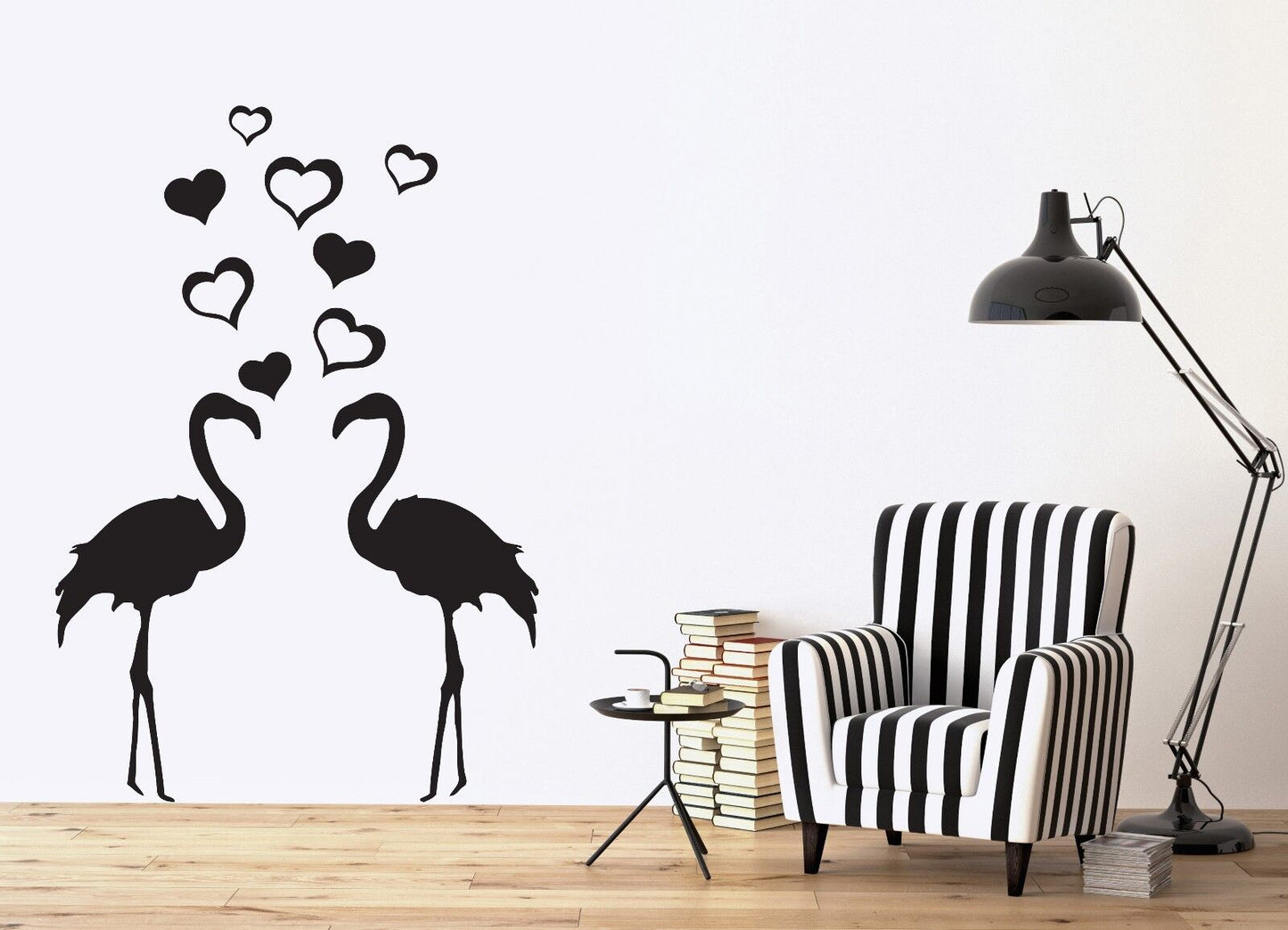 Wall Sticker Vinyl Decal Pair Lovers Flamingos Flying Heart Decor (n143)