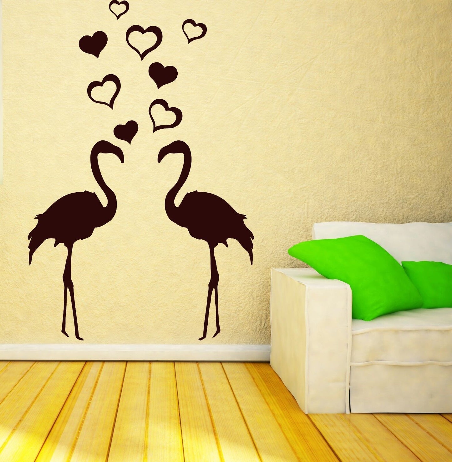 Wall Sticker Vinyl Decal Pair Lovers Flamingos Flying Heart Decor (n143)