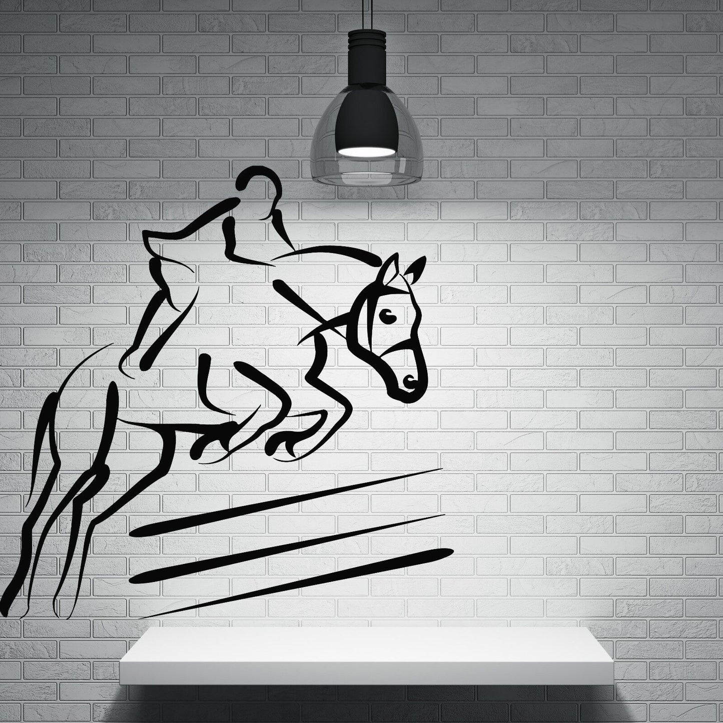 Wall Sticker Vinyl Decal Horserase Jockey Jump Over the Barrier (n147)