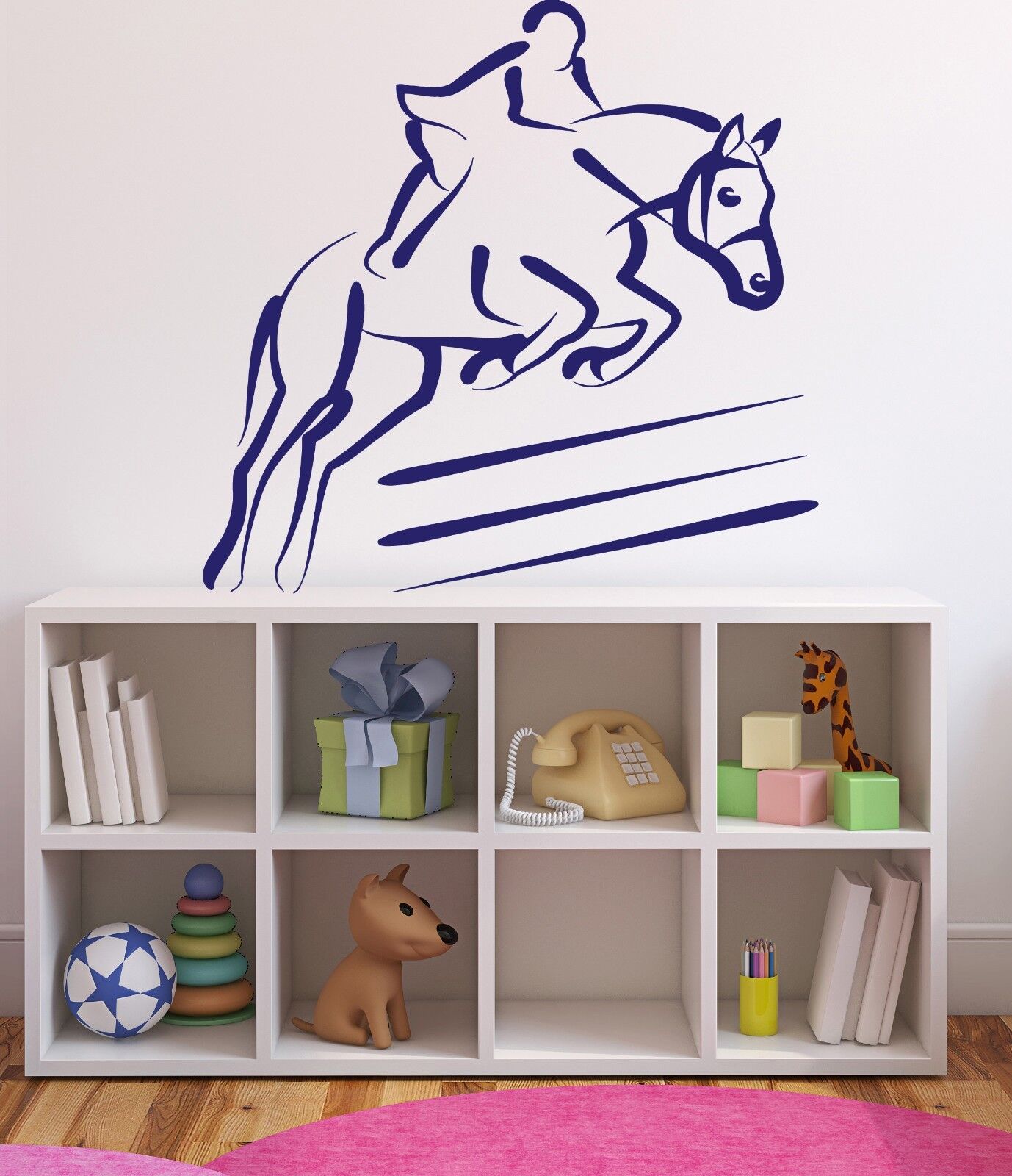 Wall Sticker Vinyl Decal Horserase Jockey Jump Over the Barrier (n147)