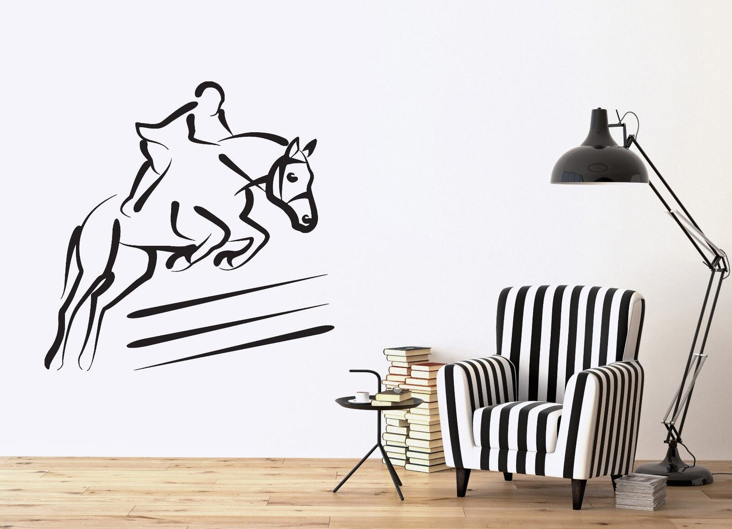 Wall Sticker Vinyl Decal Horserase Jockey Jump Over the Barrier (n147)