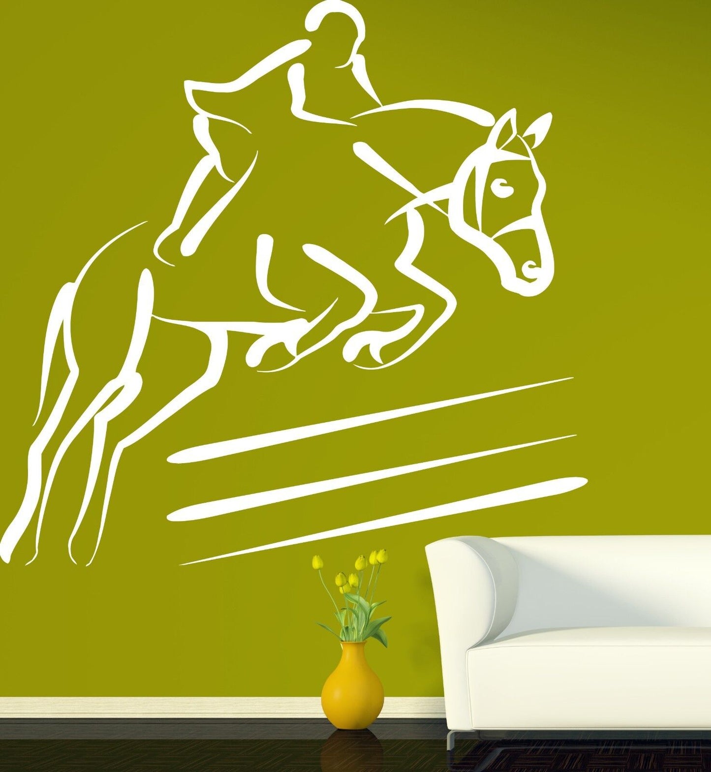 Wall Sticker Vinyl Decal Horserase Jockey Jump Over the Barrier (n147)