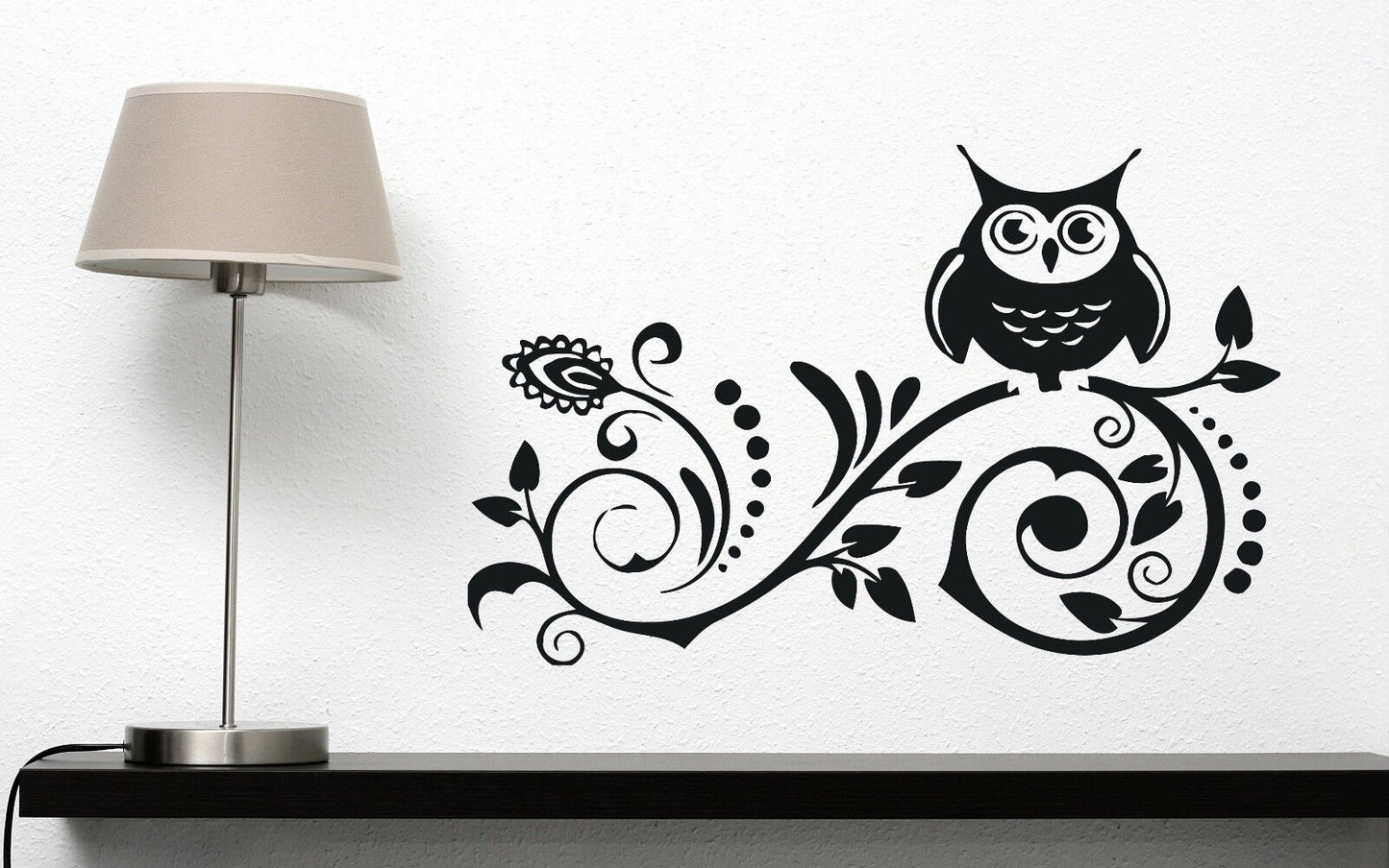 Vinyl Wall Sticker Night Inhabitant Owl Sitting on a Branch  (n154)