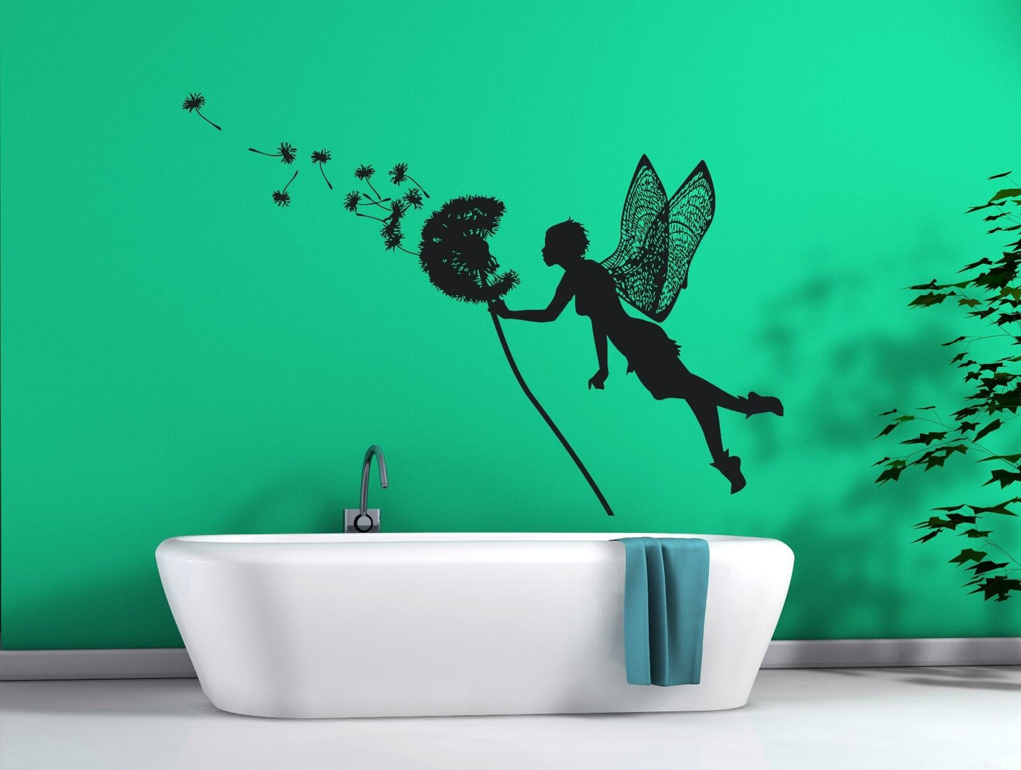 Wall Vinyl Sticker Decal Little Fairy Carries Dandelion Seeds Fly Away (n168)