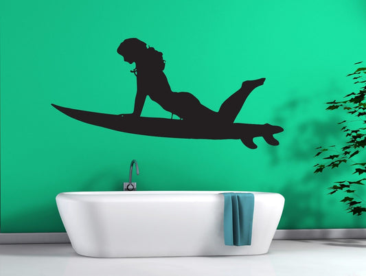 Wall Sticker Vinyl Decal Sexy Girl Surfer Slim Athletic Figure (n176)