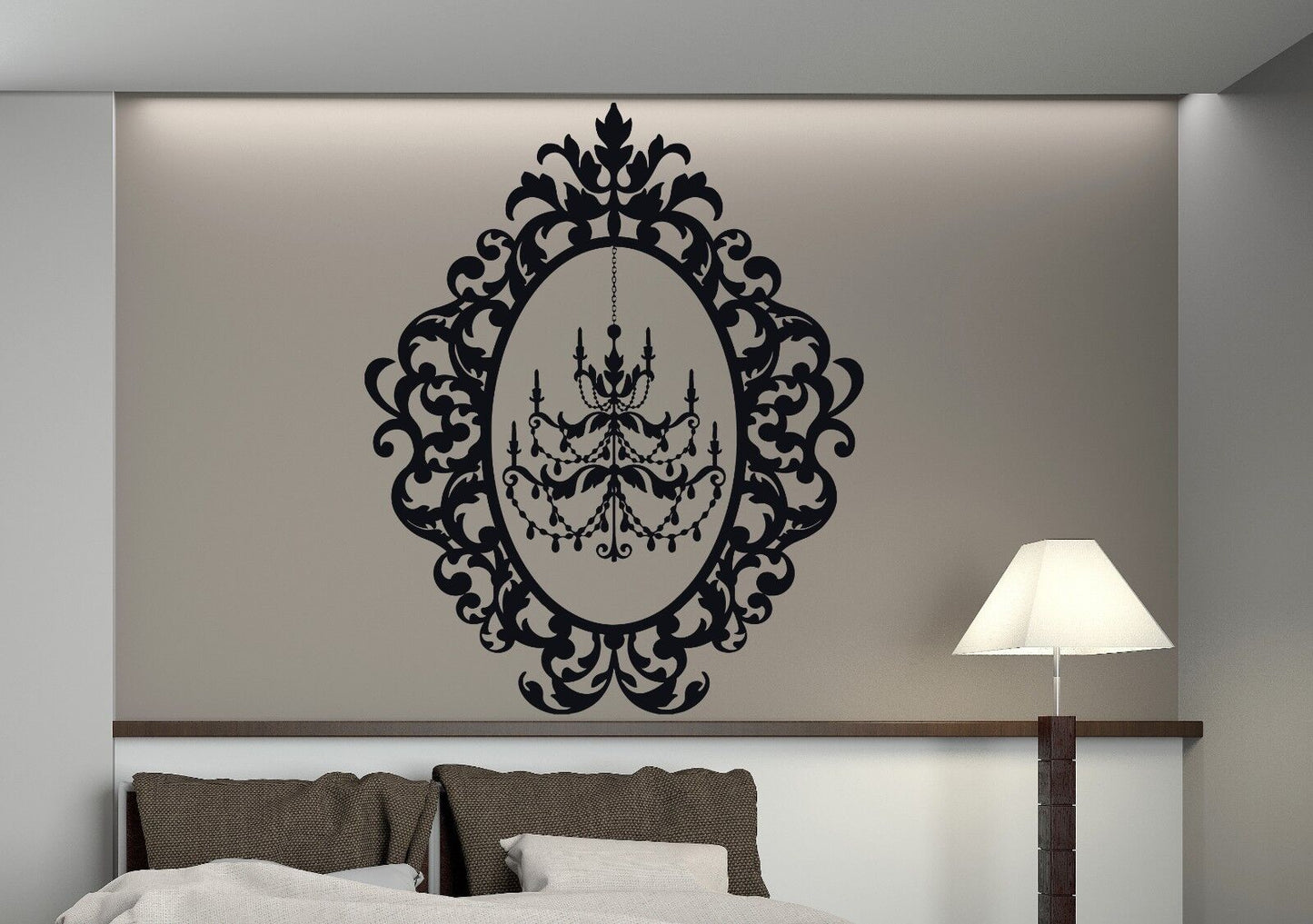 Autocollant mural en vinyle, lustre, beau cadre ovale pour la décoration (n178)