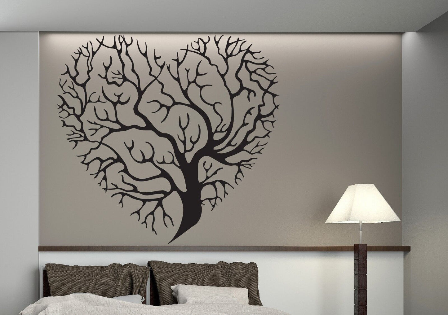 Autocollant mural en vinyle, décor, Image abstraite, branche d'arbre en forme de cœur (n184)