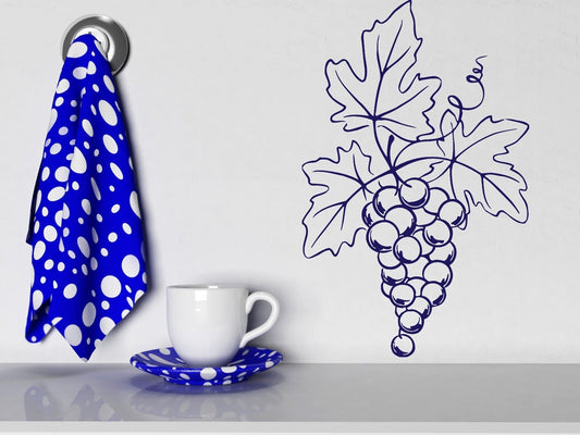 Wall Sticker Vinyl Decal Large Cluster of Grapes Fruit Leaves Decor (n186)