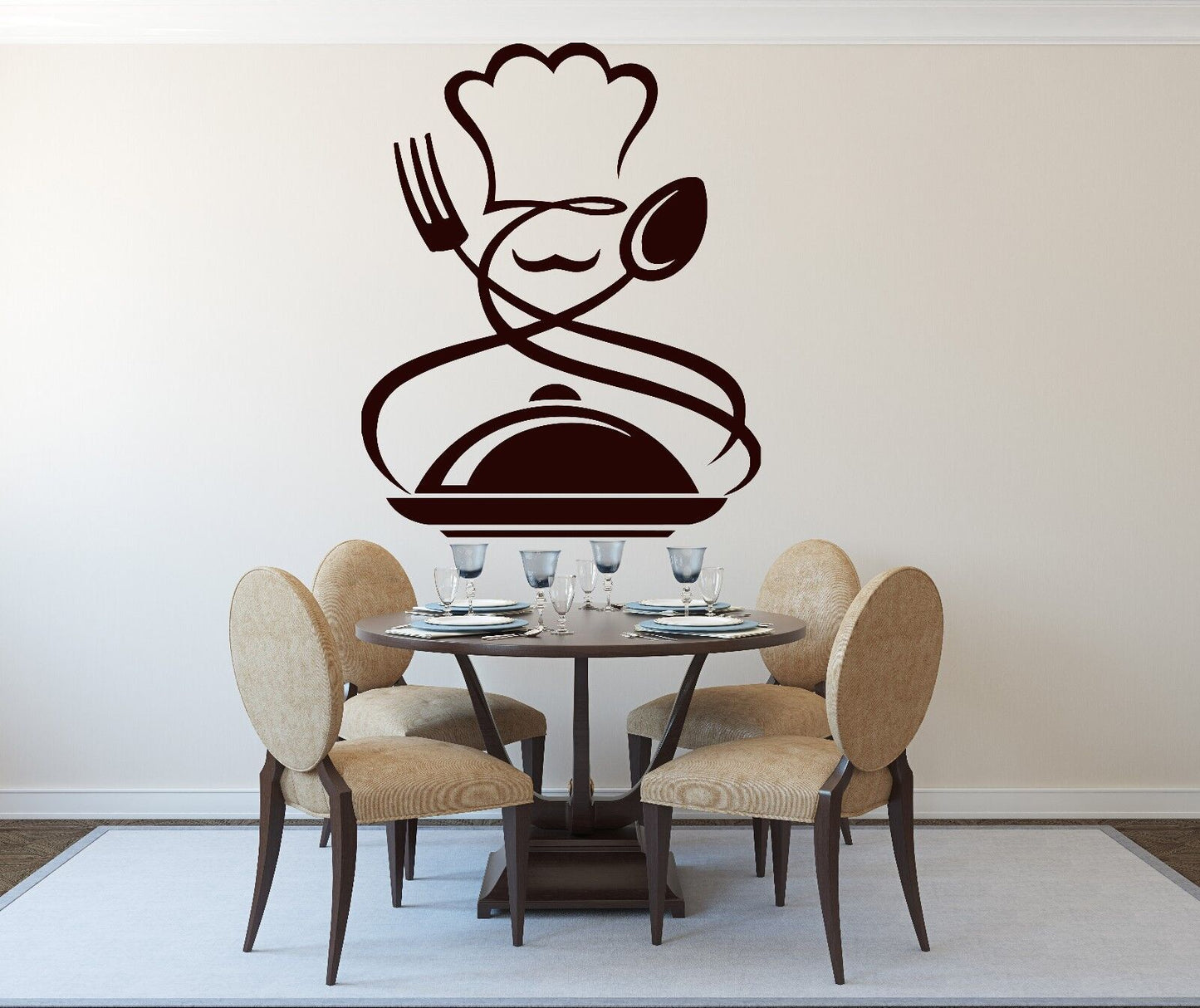 Wall Sticker Vinyl Decal Cook Chef Hat Mustache Spoon Fork Dish (n189)