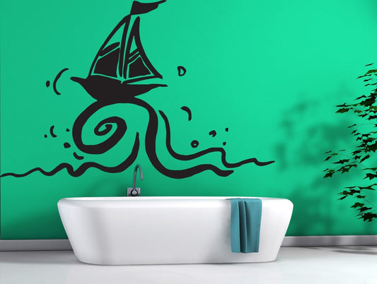 Wall Sticker Vinyl Decal Small Sail Yacht Wind Wave (n190)