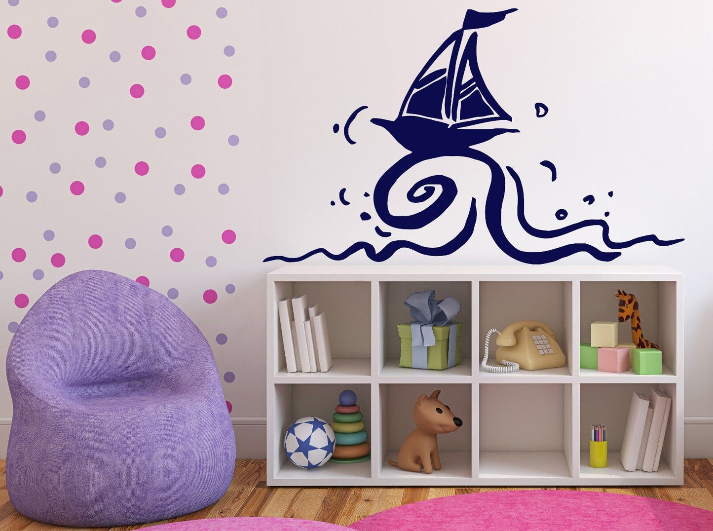 Wall Sticker Vinyl Decal Small Sail Yacht Wind Wave (n190)