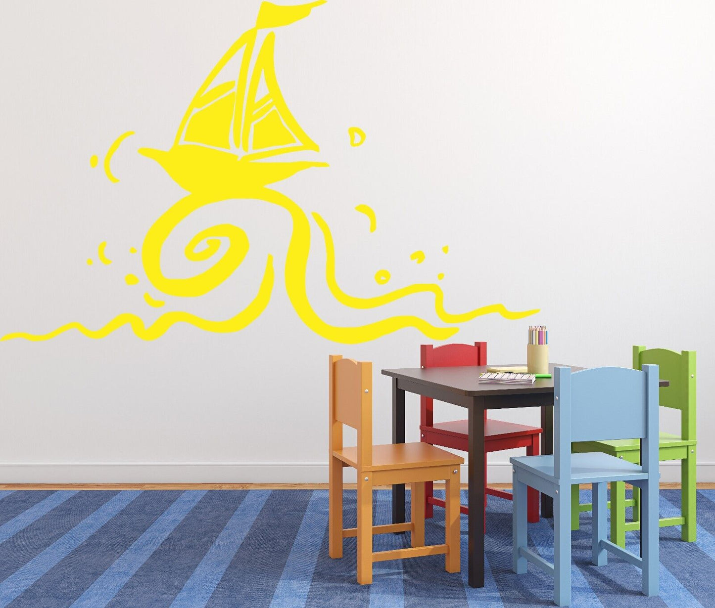 Wall Sticker Vinyl Decal Small Sail Yacht Wind Wave (n190)