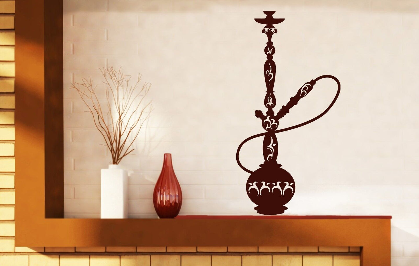 Wall Vinyl Sticker Hookah Device for Smoking Chilim Mine Water Smoke (n191)