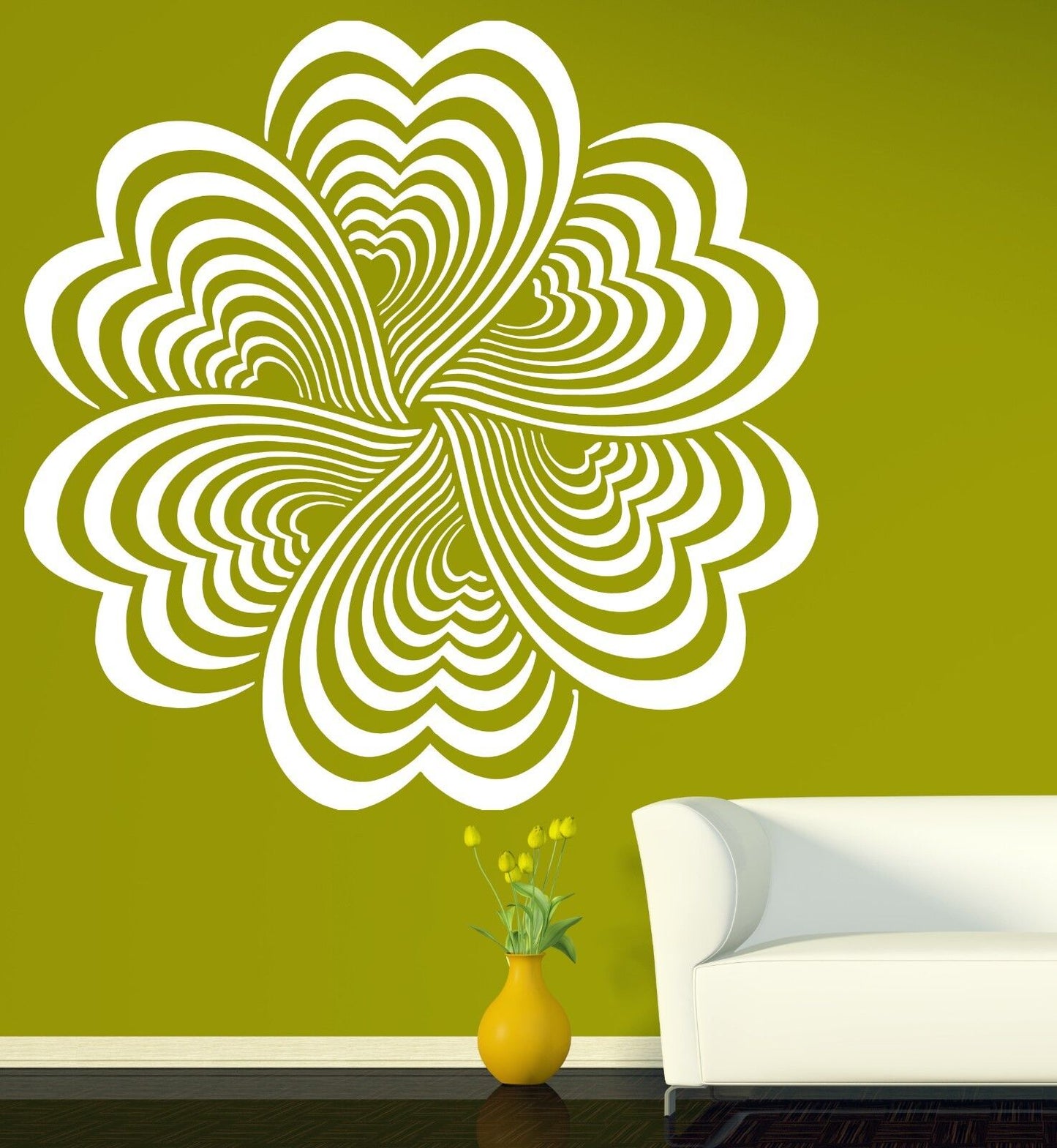 Wall Stickers Vinyl Decal Drawing Elements Flower Optical Illusion (n203)