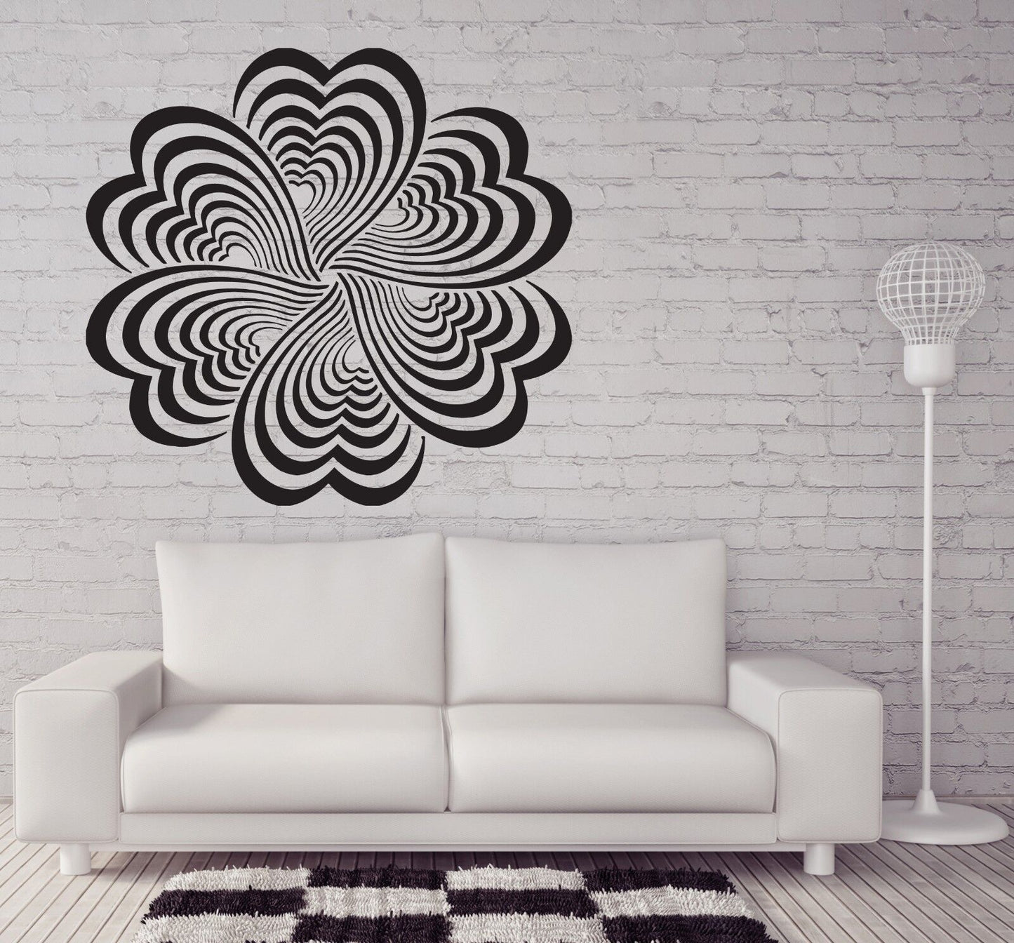 Wall Stickers Vinyl Decal Drawing Elements Flower Optical Illusion (n203)